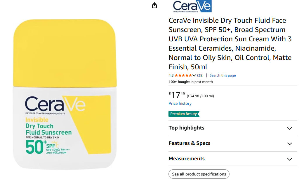 CeraVe Sunscreen for Combination Skin